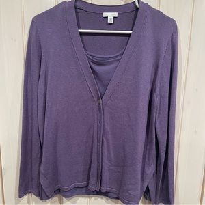 J.Jill Very Peri Cardigan Sweater and Matching Tank Top